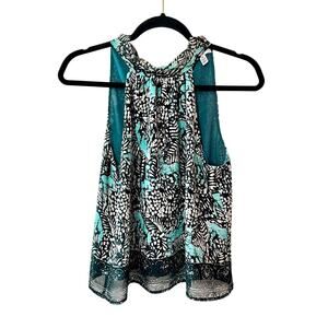 Veronica M High Neck Batik Horse Print Tank Top SZ XS